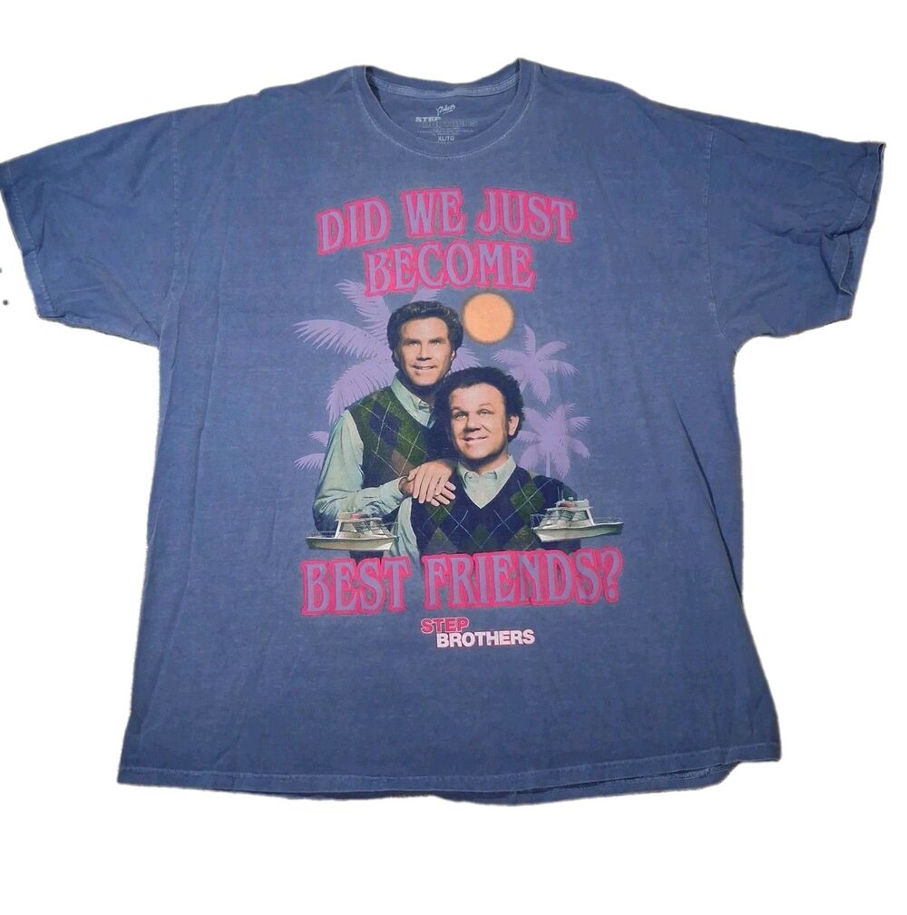 Philcos Step Brothers Did We Just Become Best Friends Blue Graphic Shirt Mens XL